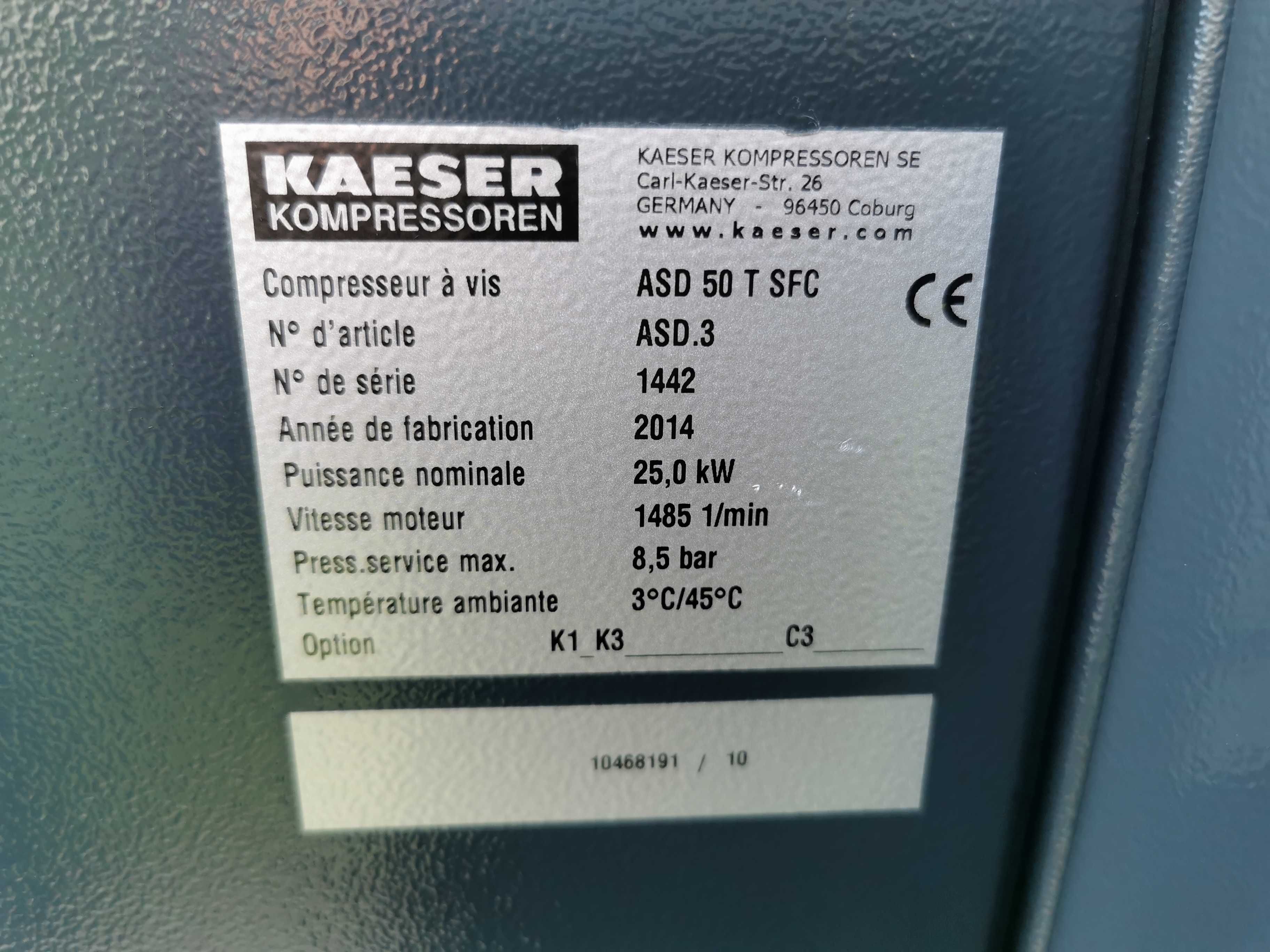 25kw +FALOWNIK Sprężarka śrubowa KAESER 5270l/min + OSUSZACZ!!