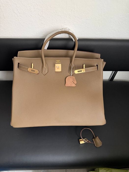 Сумка Hermes Birkin велика | шкіра | чорна, тауп, бежева