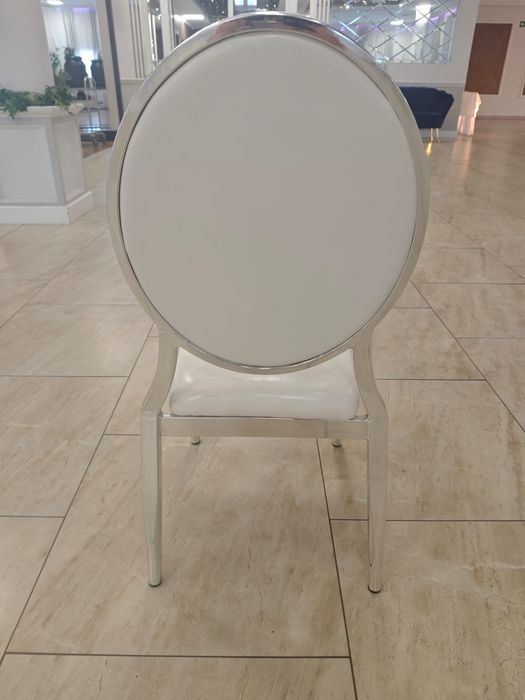 Krzesła glamour białe srebrne