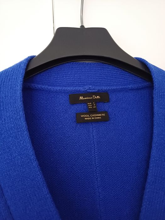 Massimo Dutti wełniany kardigan niebieski sweter wełna kaszmir guziki