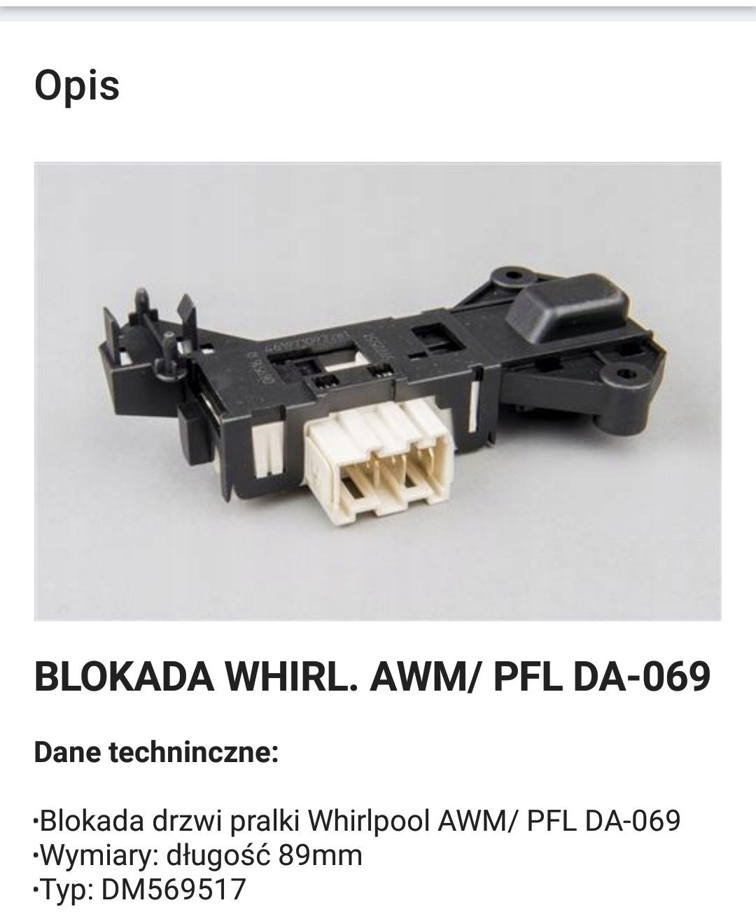 Części do pralki whirlpool awm 8062/8061