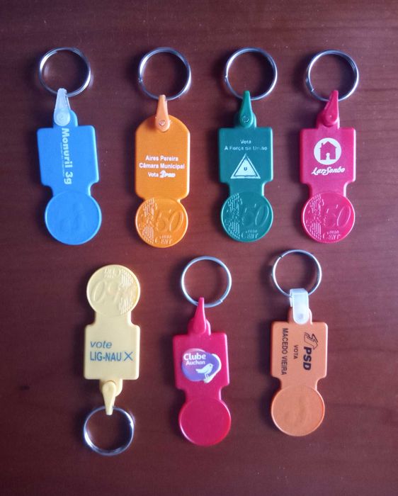 7 porta chaves fichas de carrinho de supermercado