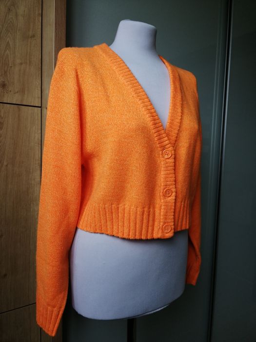 Sweter damski akrylowy pomarańczowy neonowy  krótki M /38/10 H&M