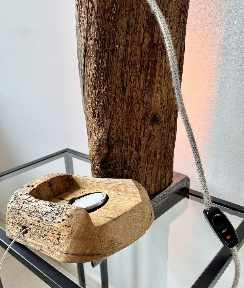 Lampka rustykalna loftowa stołowa nocna handmade naturalne drewno
