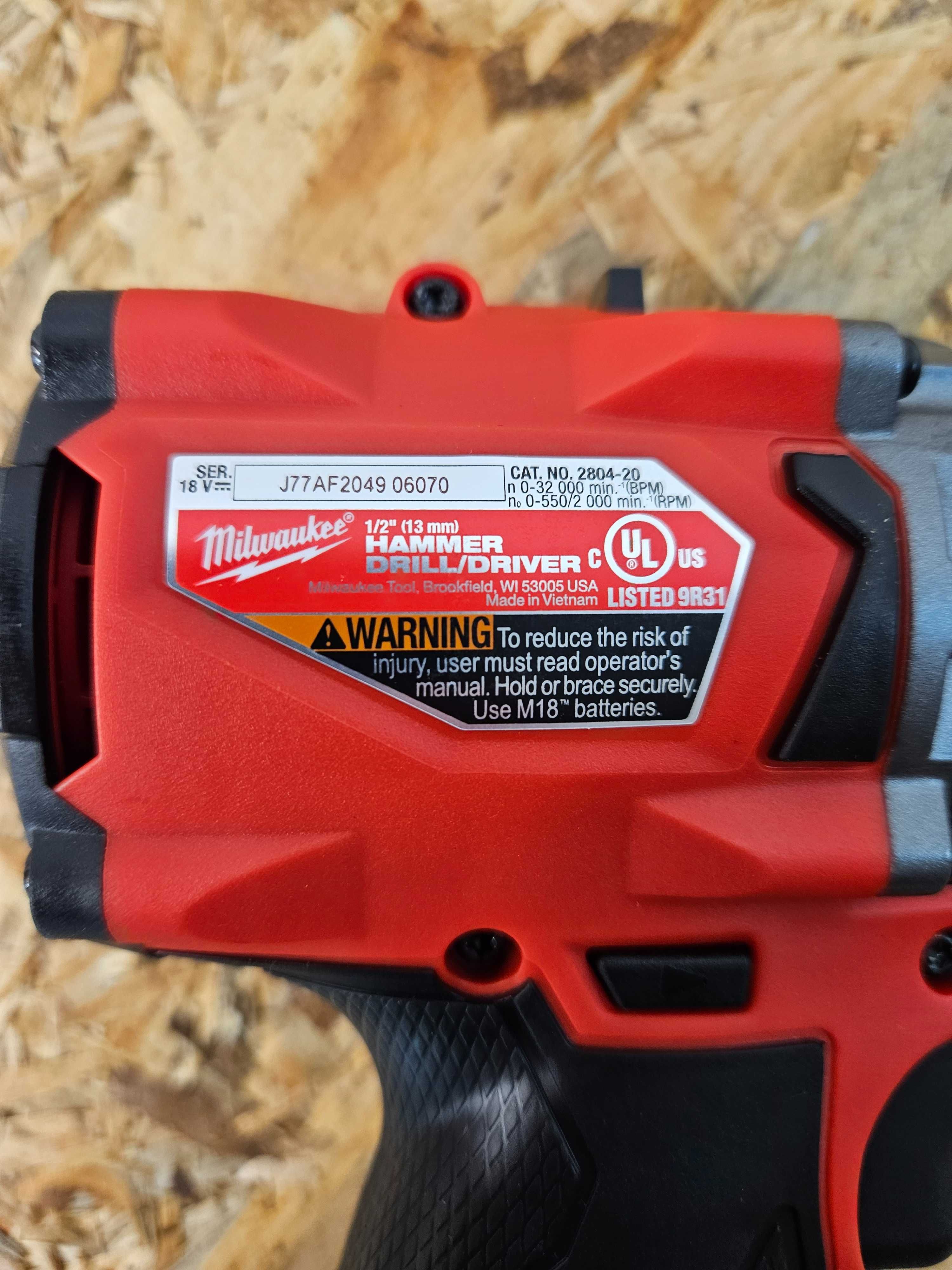 Zestaw Milwaukee Fuel M18, Wiertarka udar, zakrętarka 2x 5 Ah, walizka