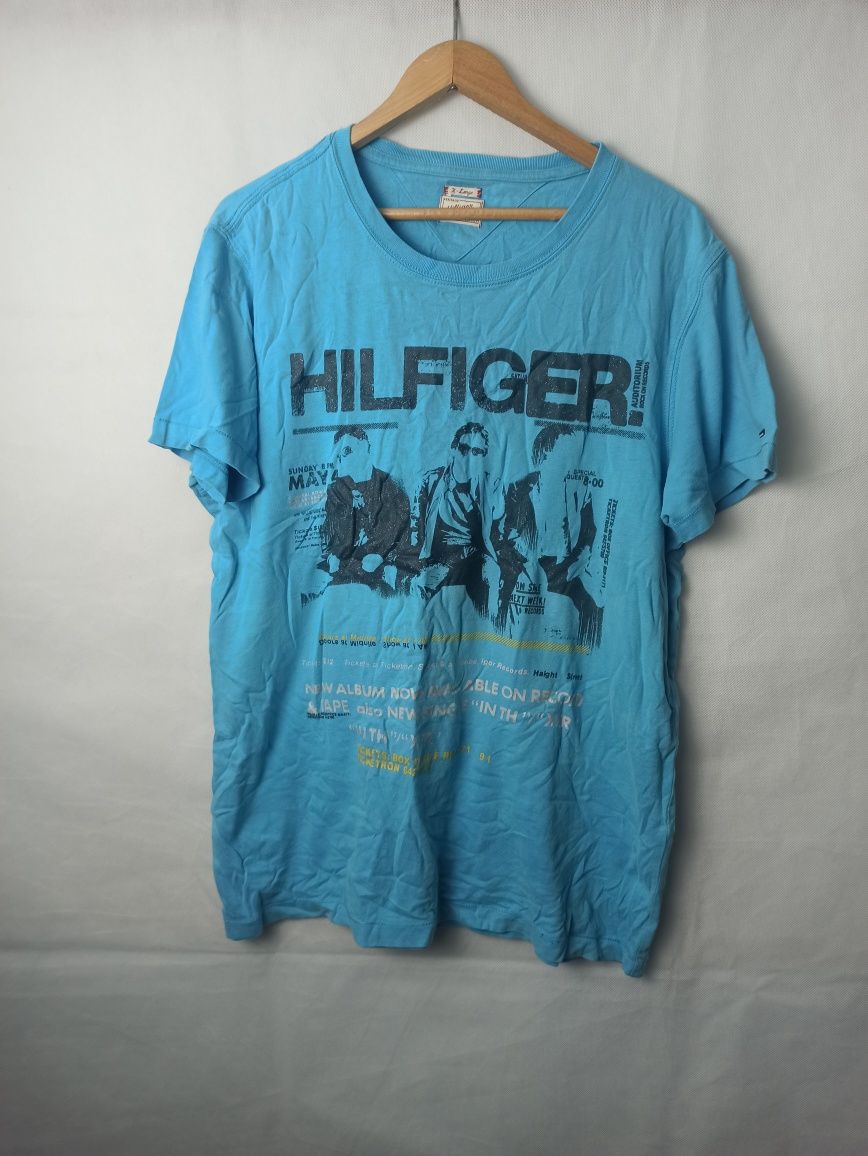 Hilfiger vintage print t-shirt koszulka XL