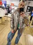 Kurtka zimowa damska metaliczna złota oversize H&M rozm XS 34