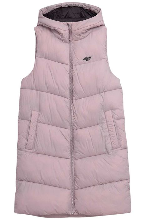 Długi bezrękawnik puch wypełnienie syntetyk damski 4F: różne rozmiary
