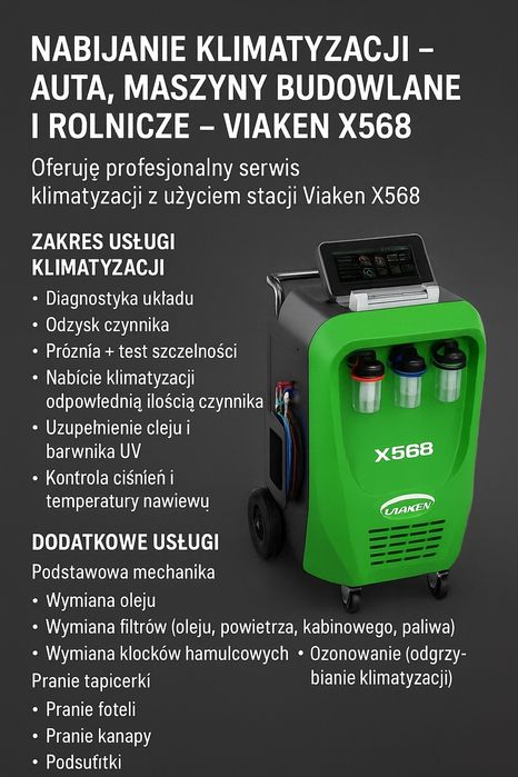 Nabijanie Klimatyzacji, Ozonowanie – Auta, Maszyny Budowlane i Rolnicz