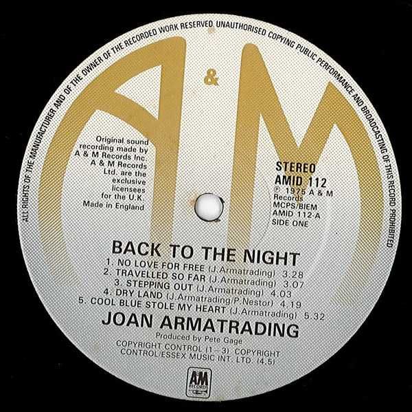 Платівка Joan Armatrading - "Back To The Night" LP