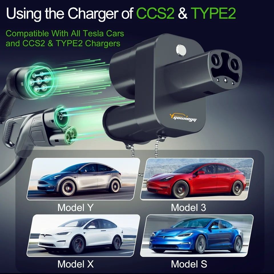 Перехідник зарядний Tesla CCS2 , двостандартний . CCS2 та TYPE 2 .