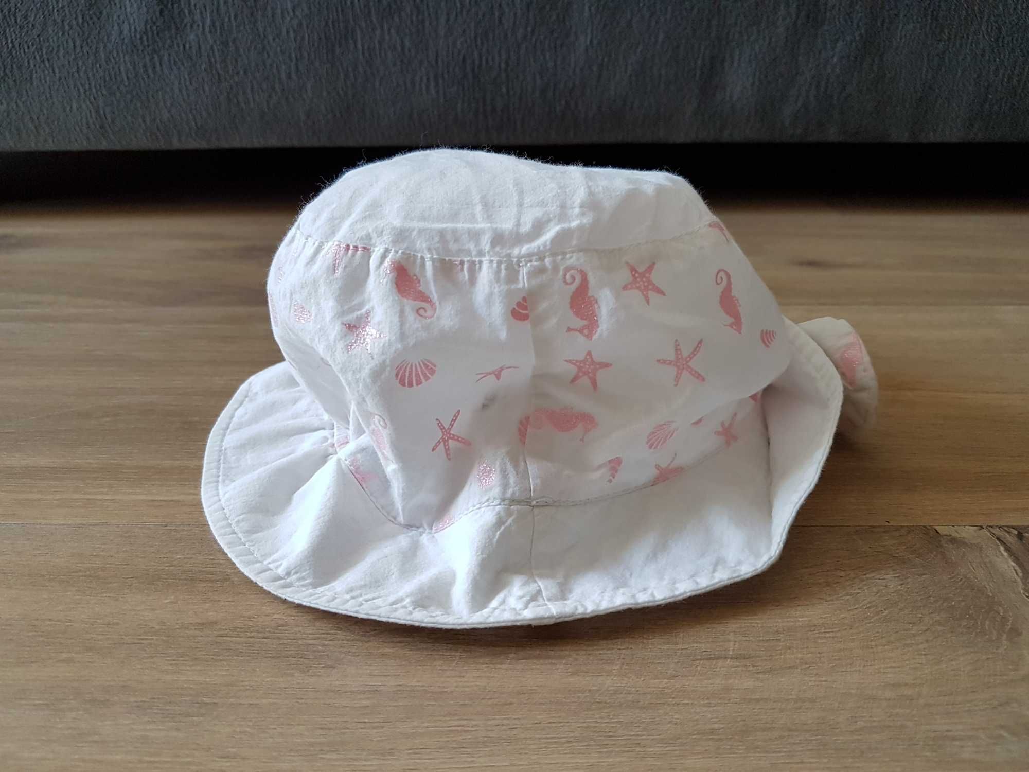 BROEL biały bawełniany kapelusz dziewczęcy z kokardą 51cm