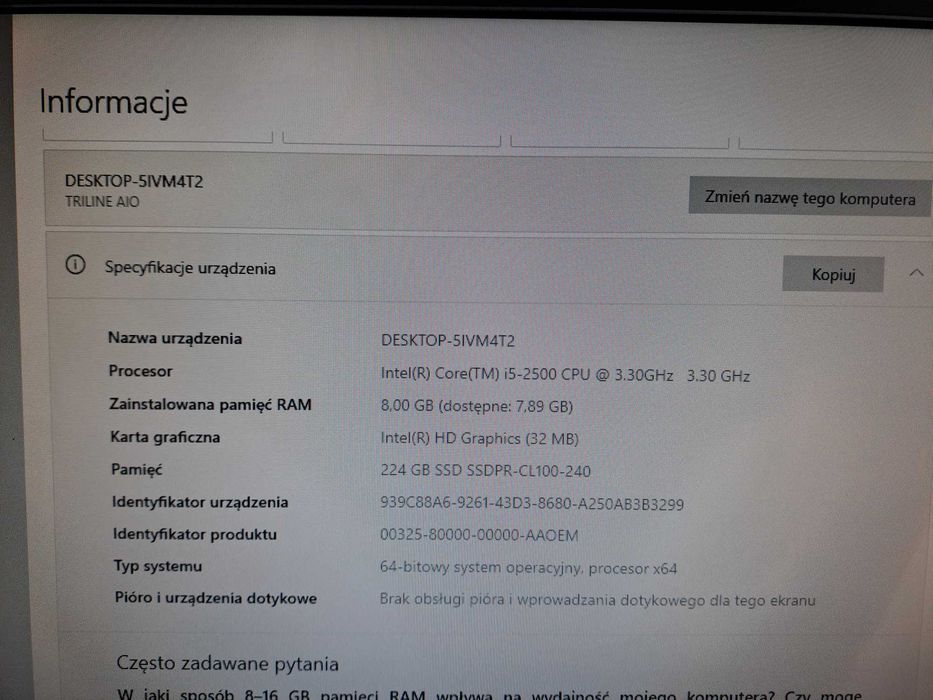 AIO Triline i5 8GB ssd240gb