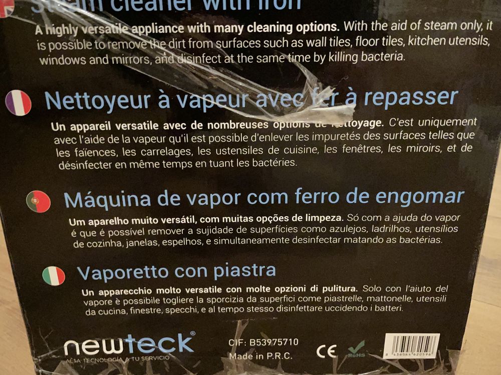 Vaporeta com ferro de engomar e acessórios