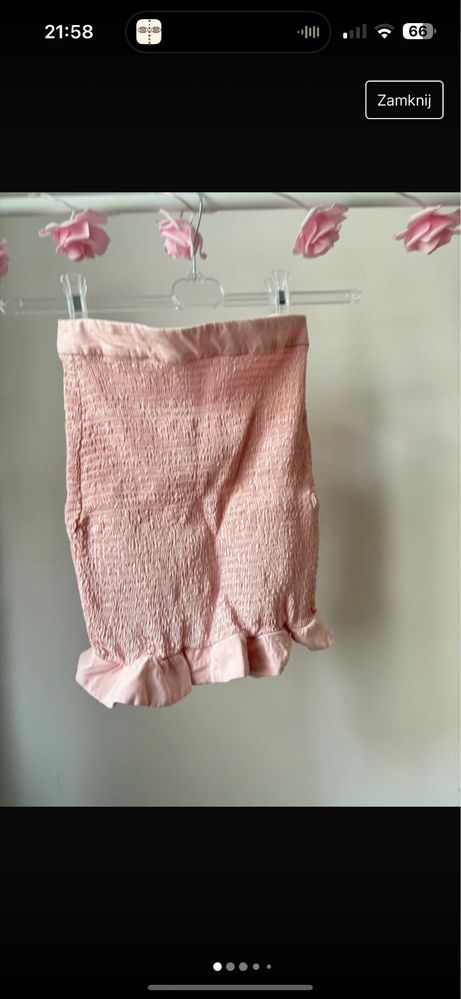 Oh Polly pudrowa różowa baby pink spódniczka z falbanką 34/XS