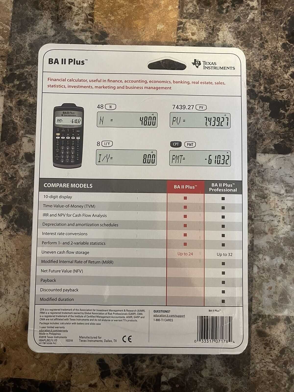 Калькулятор финансовый Texas Instruments  BA II Plus