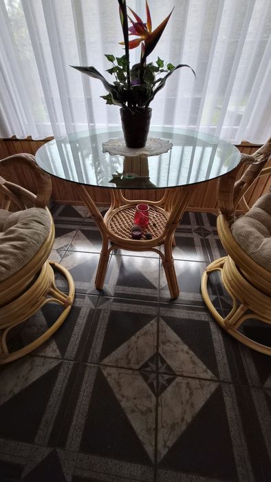 Zestaw ratanowy dwa fotele plus stolik