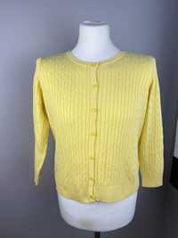 NOWY żółty rozpinany krótki sweterek JNY w warkocze XL