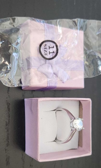 Anel Ouro Branco 18K, 2CT, Zircônia Brilhante Redonda com Certificado