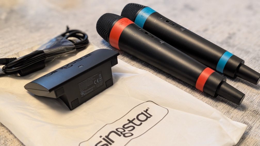 Sprzedam dwa mikrofony Singstar do PlayStation PS3 z adapterem i kable