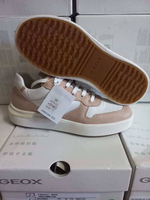 Кеди мокасини Geox D Dalyla Italy patent біло-рожеві