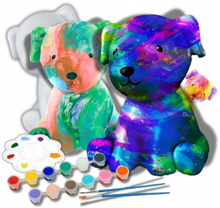 Lampka Nocna DO MALOWANIA Dla Dzieci Zestaw Kreatywny DIY Pies Piesek