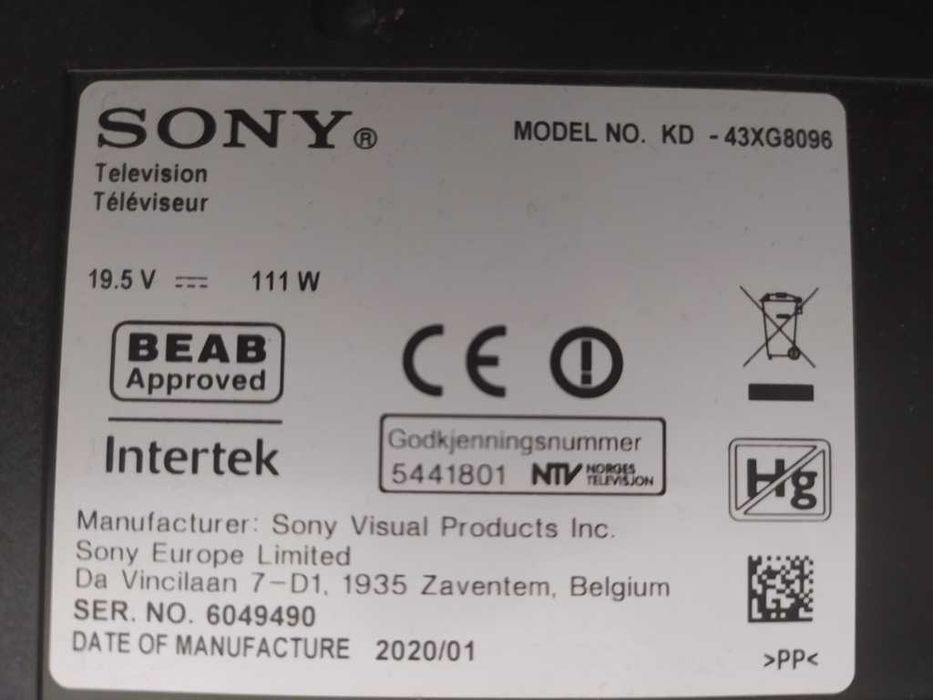 SONY KD-43XG8096 KD-49XG8096 A_500_100_7a main board sony