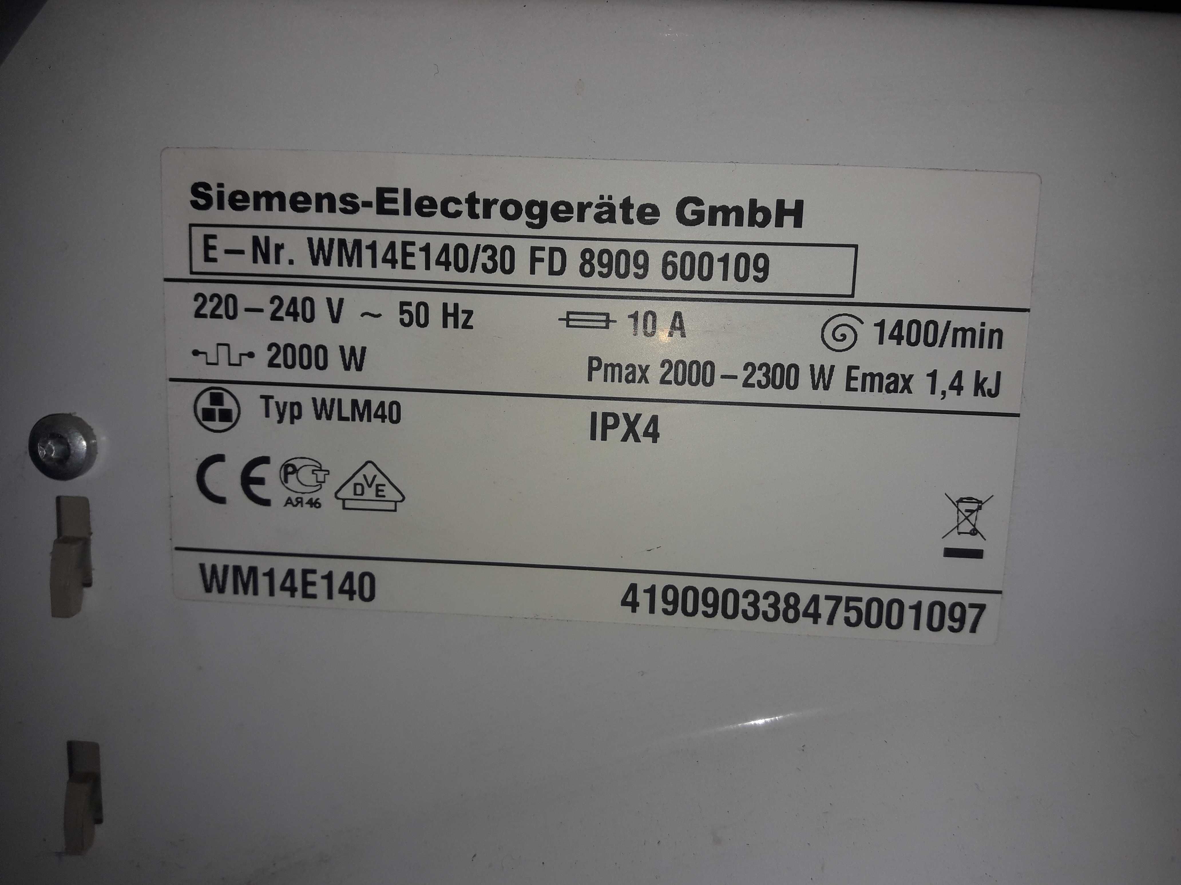 Części pralki Siemens, Bosch WLM40