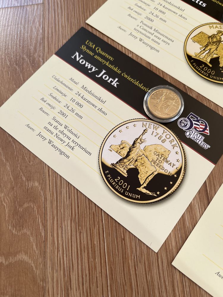 Certyfikaty zestaw medale monety USA 9 sztuk