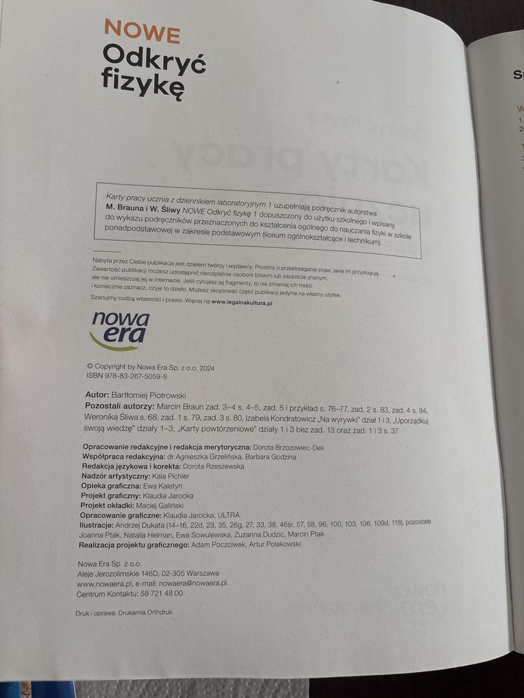 Nowe Odkryć fizykę 1 Karty pracy ucznia podstawa