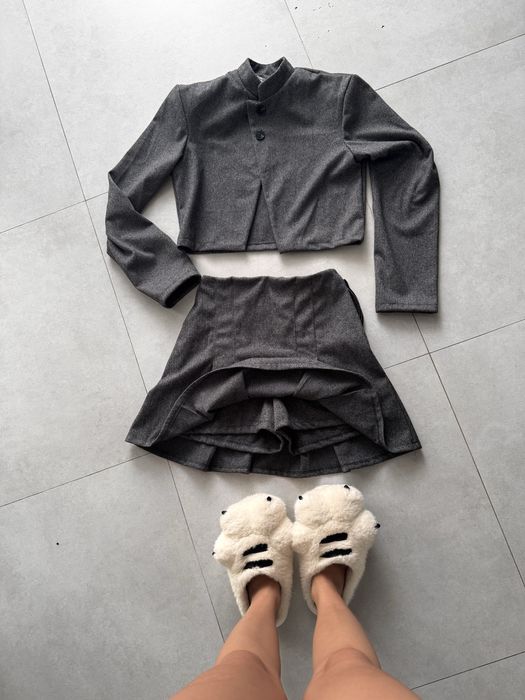 Кешеміровий теплий костюм піджак + юбка/шорти