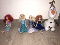 Lalka Barbie Elza, Anna, Syrenka Ariel, pluszak Olaf
