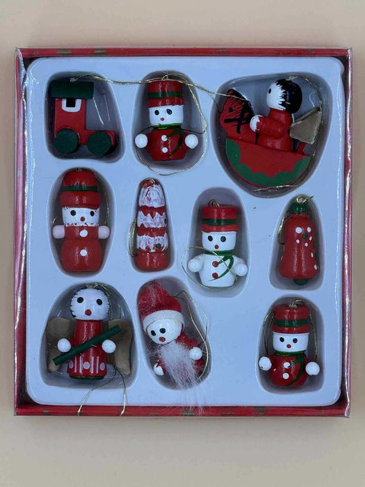 Drewniane bombki zawieszki świąteczne 10 sztuk na choinkę