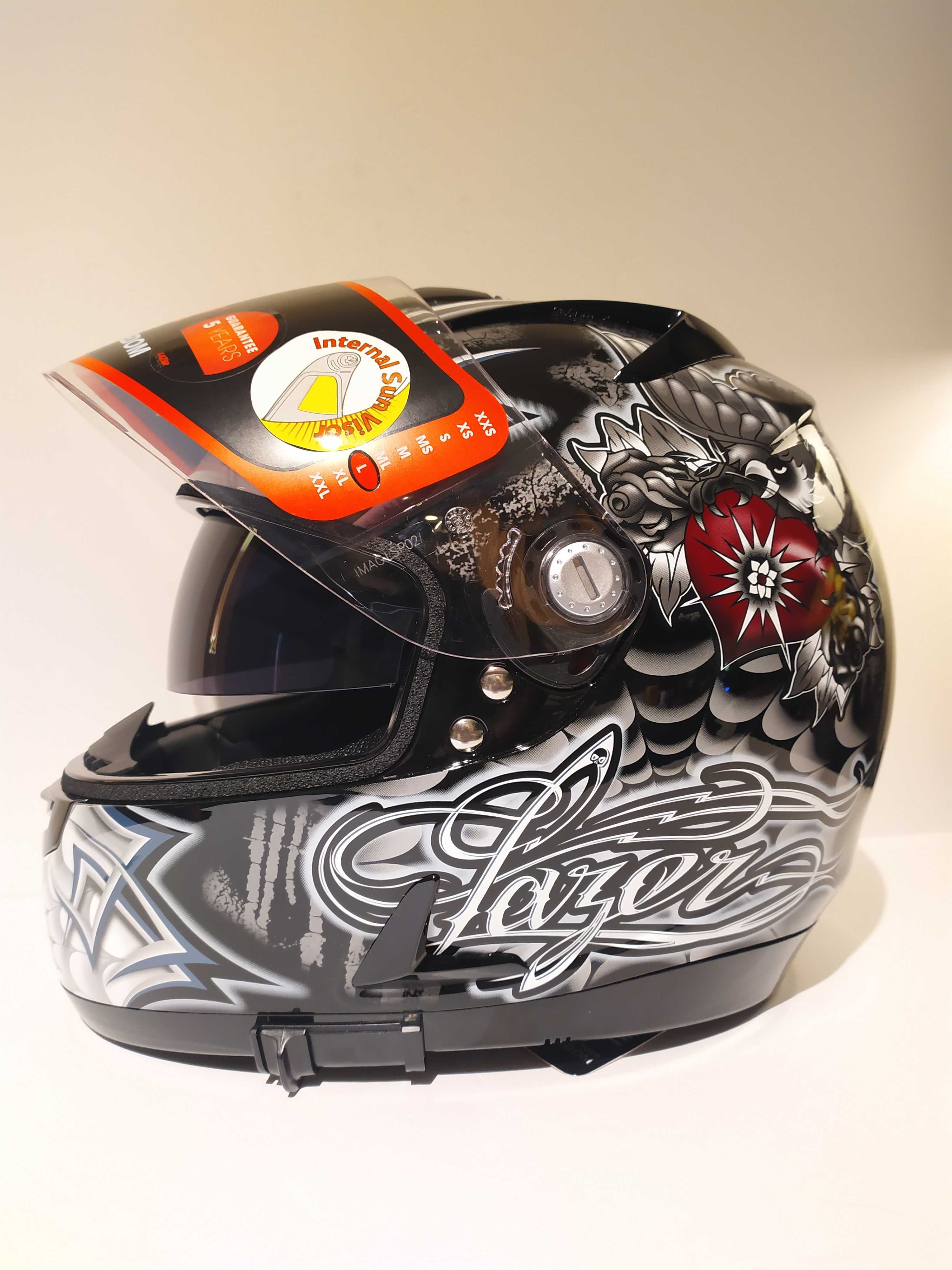 Capacete Lazer dupla-viseira mota scooter novo