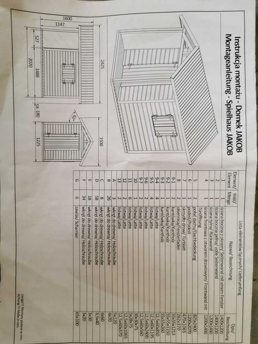 Drewniany domek Jakob 2425 x 1500 x 1600