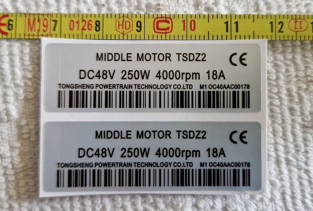 Naklejka do silnika roweru elektrycznego Tonhseng TSDZ2 48V 250w
