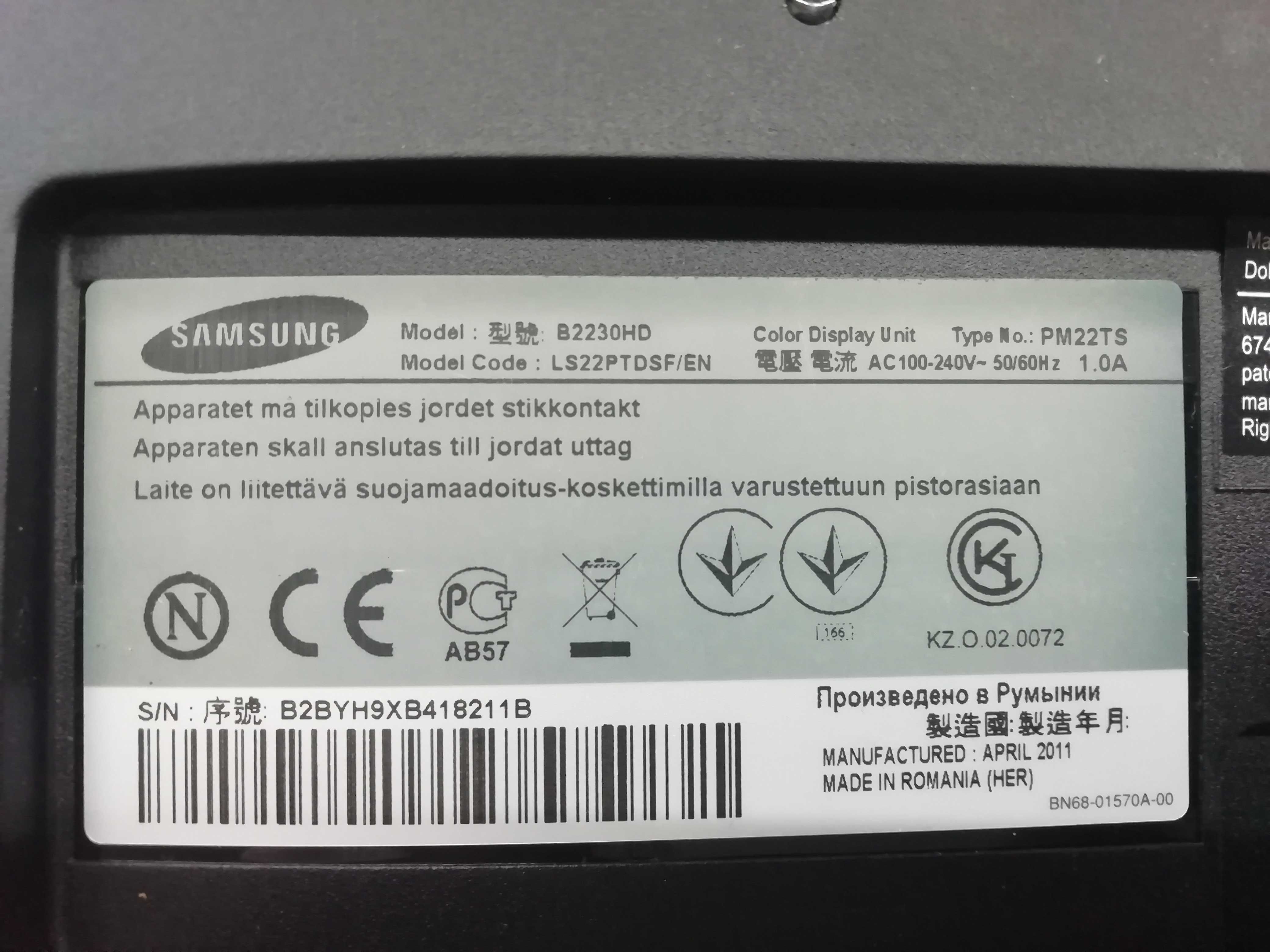 Peças TV/Monitor Samsung B2230HD