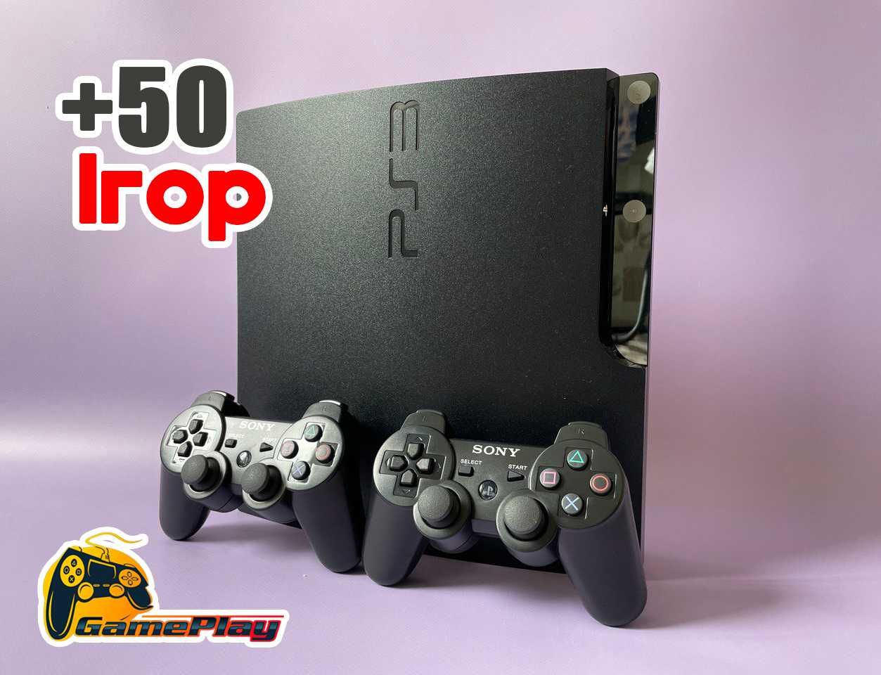 Sony PS3 Slim 500 Gb + 50 Ігор + Два джойстика, Гарантія