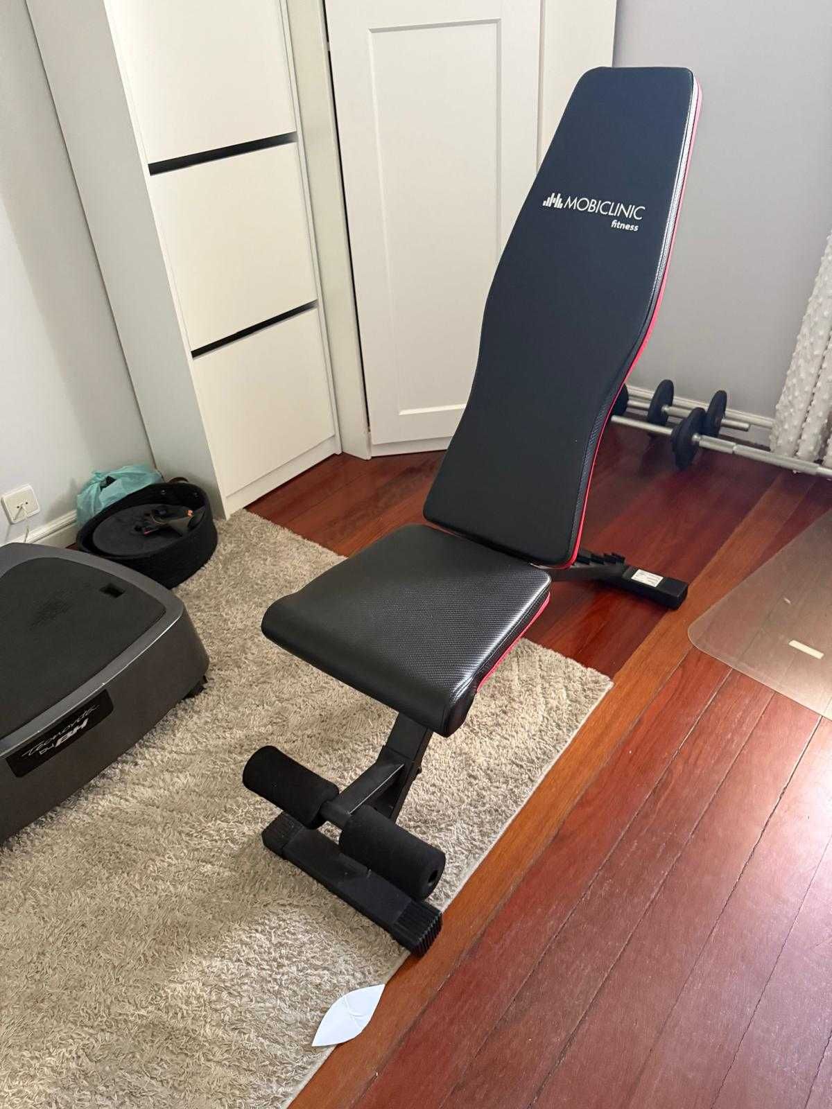 Banco de Musculação Mobiclinic + Conjunto de Pesos 50kg, Como Novo