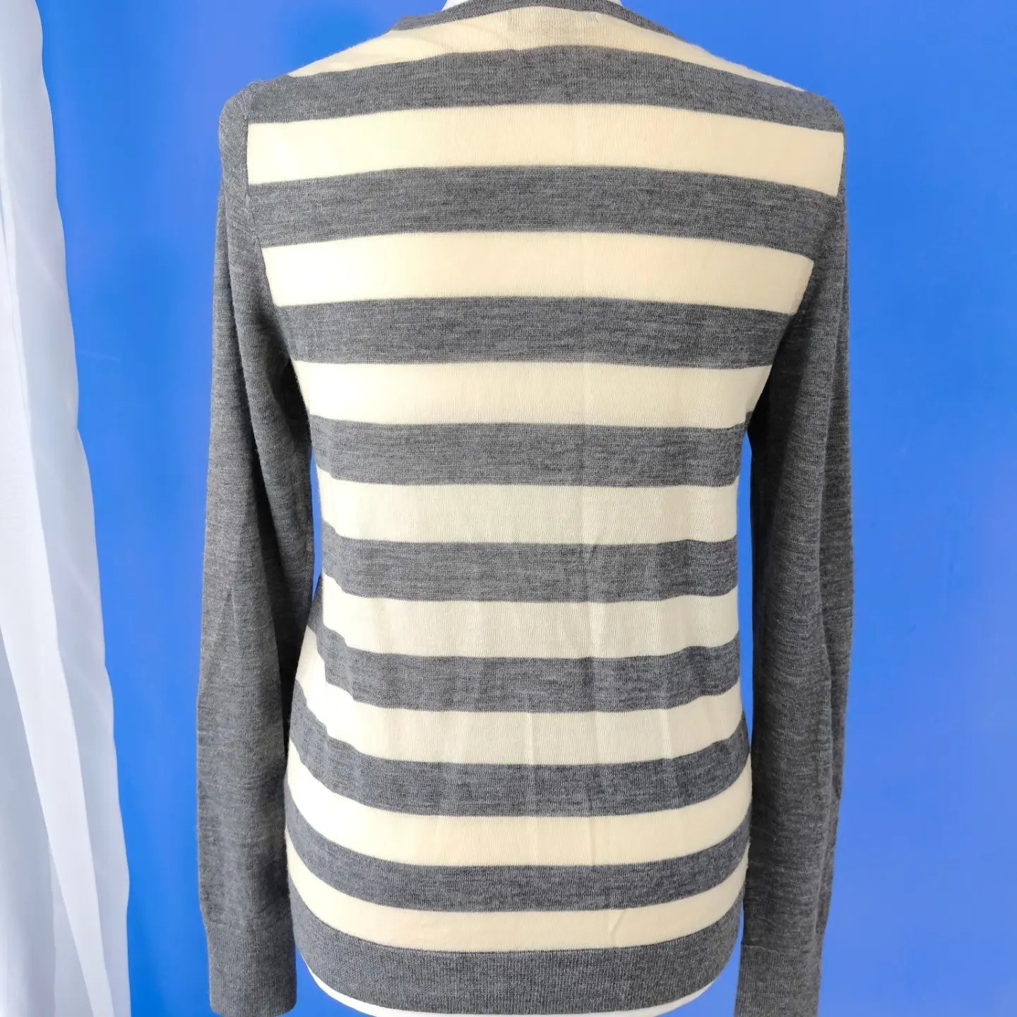 GAP - oryginalny sweter damski kardigan w paski 100% wełna merino