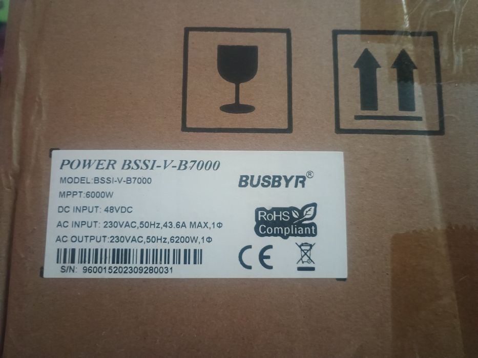Гібридний сонячний інвертор Busbyr 7000v/6200w 48v