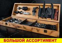 Набор шампуров в деревяном кейсе. Подарок мужской. Пятнистый №3