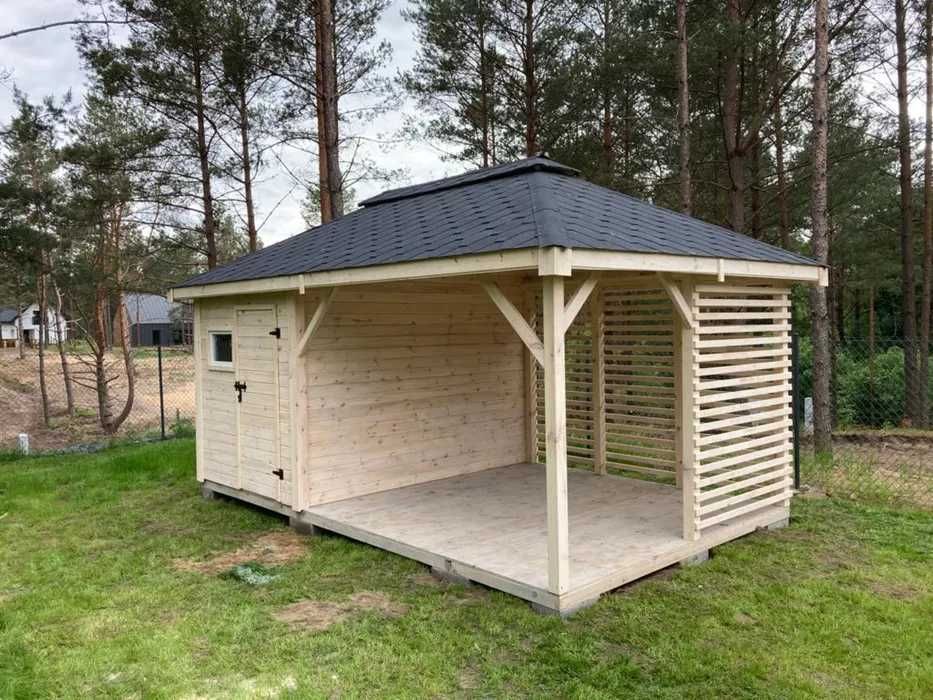 Domek narzędziowy ogrodowy drewniany z altaną "Vegas" 6x3
