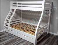 Кровать двухъярусная деревянная Аляска белая с ящиками 120 / 200