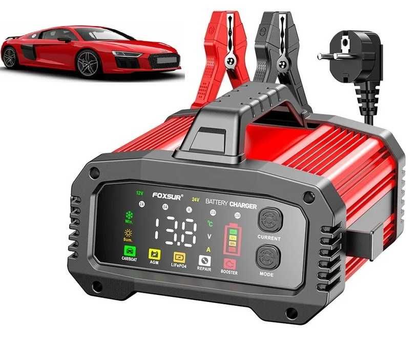 Prostownik Samochodowy do Akumulatorów z Rozruchem 12V 24V 25A Booster