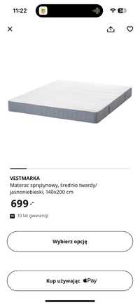 materac Vestmarka IKEA 140cm