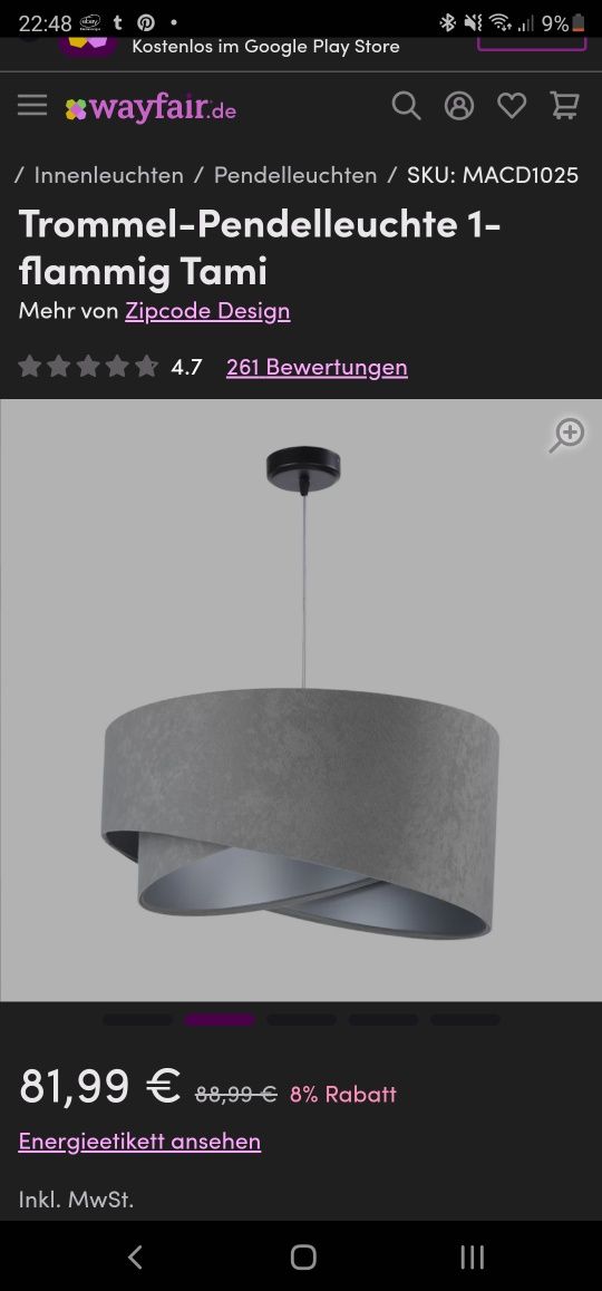 Lampa na sprzedaż szara, interesujacy ksztalt