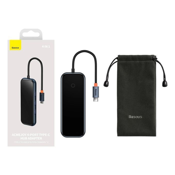 Baseus HUB 4-portowy (USB-C do 1x USB-C PD&Data/3x USB3.0) ciemnoszary