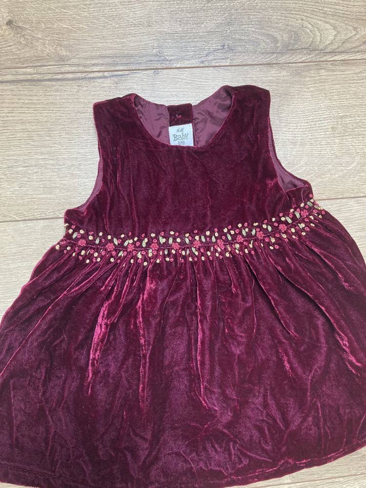 Sukienka H&M baby, r. 80, bordowa, idealna święta, na roczek, piękna