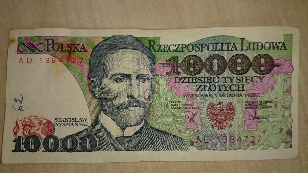 Banknot 10000 zl z 1988